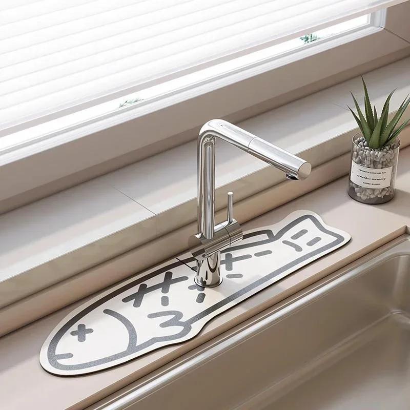 

Суперабсорбирующий коврик для слива воды Коврики для кухонного крана Печатный коврик для раковины в ванной Нескользящий кран Защита от брызг Сушилка для столешницы S 10x38 cm