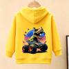 Spring and Summer Children's Fun Dinosaur Car Casual Hooded Sweatshirt - Boys' and Girls' Round Neck Cute Breathable Top