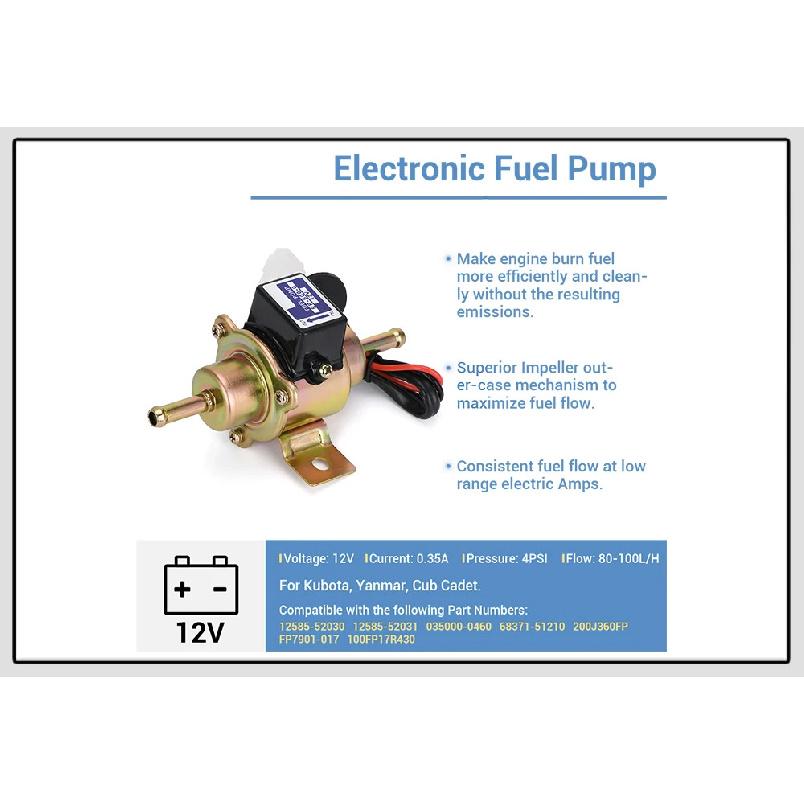 Electronic Fuel Pump 12V 3-5PSI Low Pressure Gas Diesel Petrol EP-500-0 12585-52030 68371-51210 035000-0460 For Kubota Yanmar