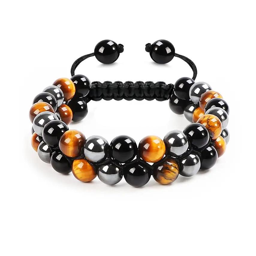 Tiger Eye Double Layer Beaded Bracelet for Men and Women - Natural Stone Jewelry