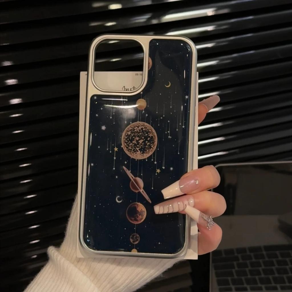 Space Planet Is Suitable for Apple iPhone16/17Pro Mobile Phone Case 14 Water Condensation 13 Personality 12 Large Holes 15 Niche