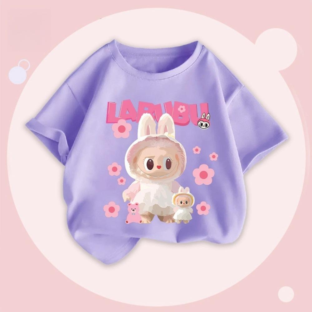 Baju TSHIRT KIDS Boys and Girls Buda T-shirt Size 2-3 To 12-13 Children's LABUBU Printed Cute Short Sleeved Top
