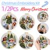 1/2Pcs Christmas Embroidery Kit DIY Cross Stitch with Needle Merry Christmas Ornaments Needlework Handmade for Home Decor Gifts
