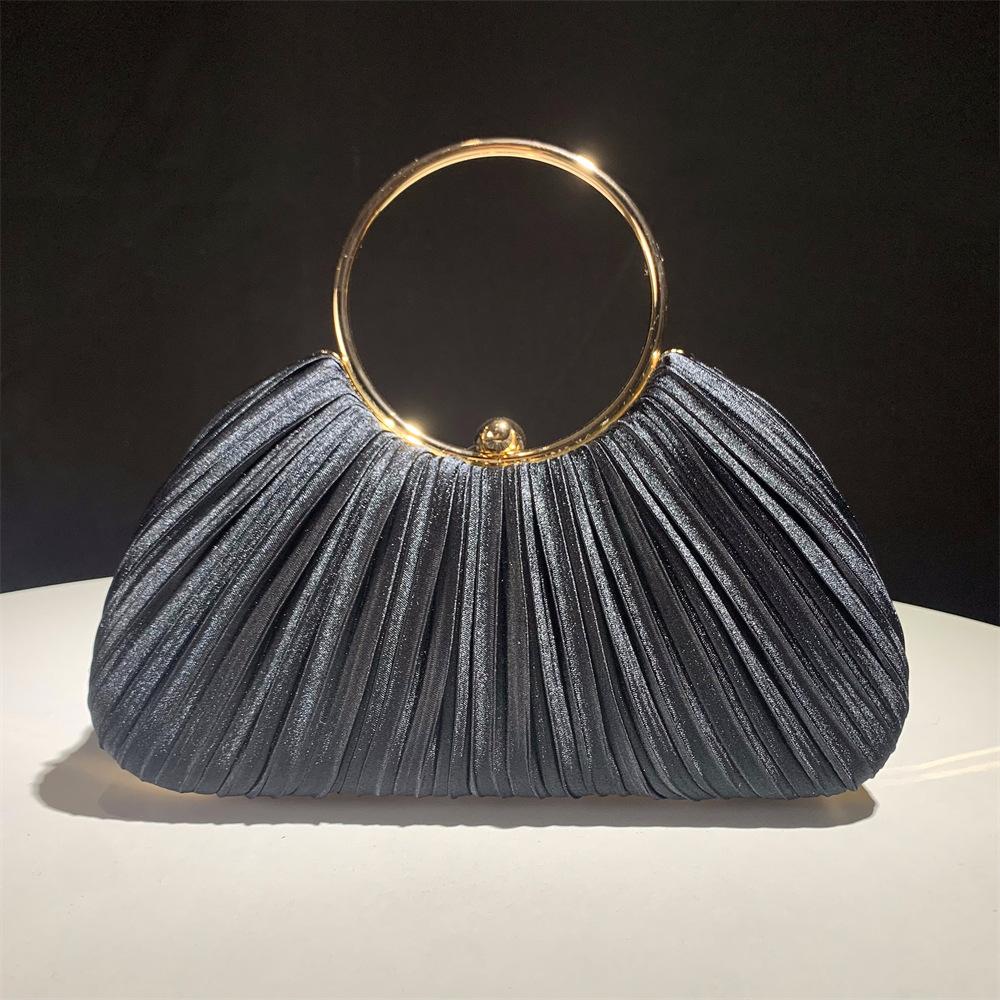 

Women s Pleated Evening Bag Handbag with Chain Elegant Shoulder Bag Dressy Clutch Purse for Wedding Party Prom Crossbody Bag for Women Handle Satchel one size чёрный