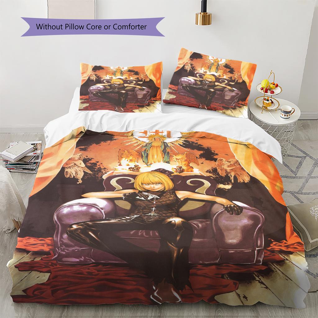 Juego de Ropa de Cama con Estampado de Dibujos Animados Colcha Funda de Colcha Funda de Almohada Decoración del Hogar Regalo de Cumpleaños (1 * funda nórdica + 2 * fundas de almohada, sin núcleo)