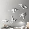 3D Resin Bird Wall Decorations Three-dimensional Wall Stickers White Gold Bird Statue Living Room TV Sofa Background Wall Art