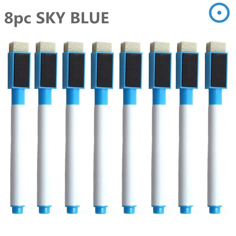 8PC Magnetic Colorful Whiteboard Pen Black White Board Markers Built In Eraser School Supply Childrens Graffiti Drawing Pen
