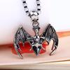 Men's Retro Ethnic Skull Necklace with Bat Wings Pendant