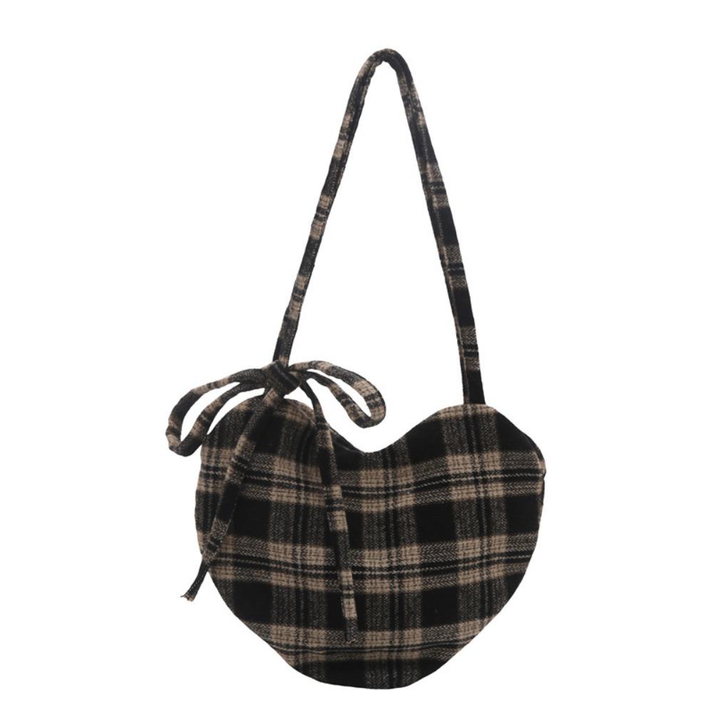 Printed Red Plaid Tote Bag Cloth Women's Handbag Fashion Heart Shoulder Bag  Female