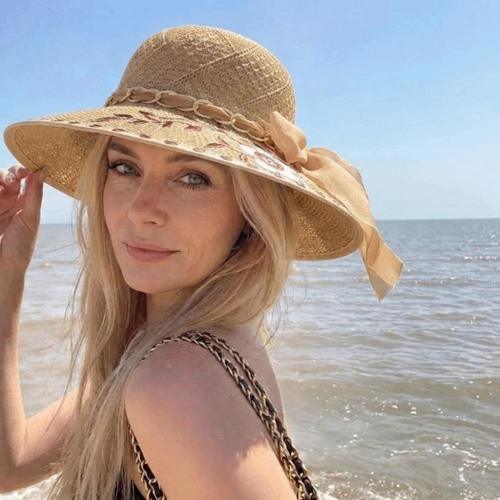 UV Protection Women's Sun Hat Flower Printed Straw Hat Fashion Fisherman's Hat Summer Outdoor