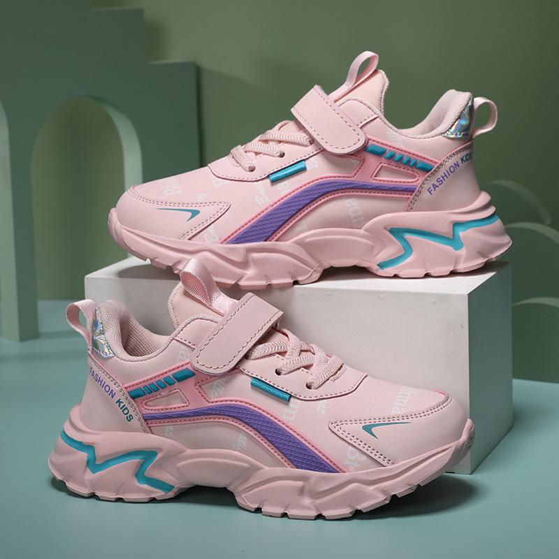 850 girls shoes 2025 spring new medium and large boys leather running shoes lightweight soft sole children's sports shoes