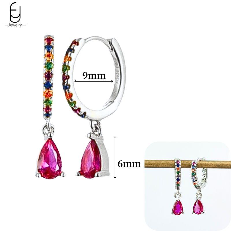 925 Silver Ear Buckles Fashion Hoop Earrings Colorful Crystal Pendants Gold Earring Premium Luxury Women's Jewelry Gift