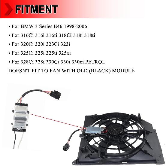 17117561757 Engine Cooling Fan Control Module, Radiator Fan Control Module Unit Fit For BMW E46 325i 328i, Replaces # 1137328080, 17117525508