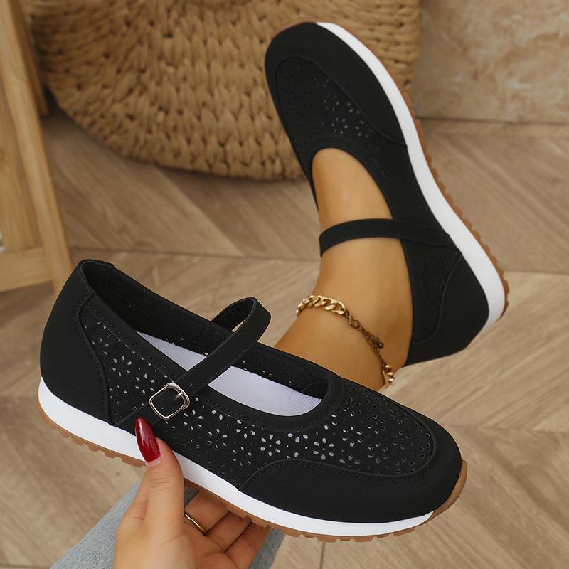Fashion Women Shoes White Hollow Out Platform Sneakers 2025 Plus Size 36-43 Breathable Sports Shoes Woman Comfort Non Slip Walking Flats