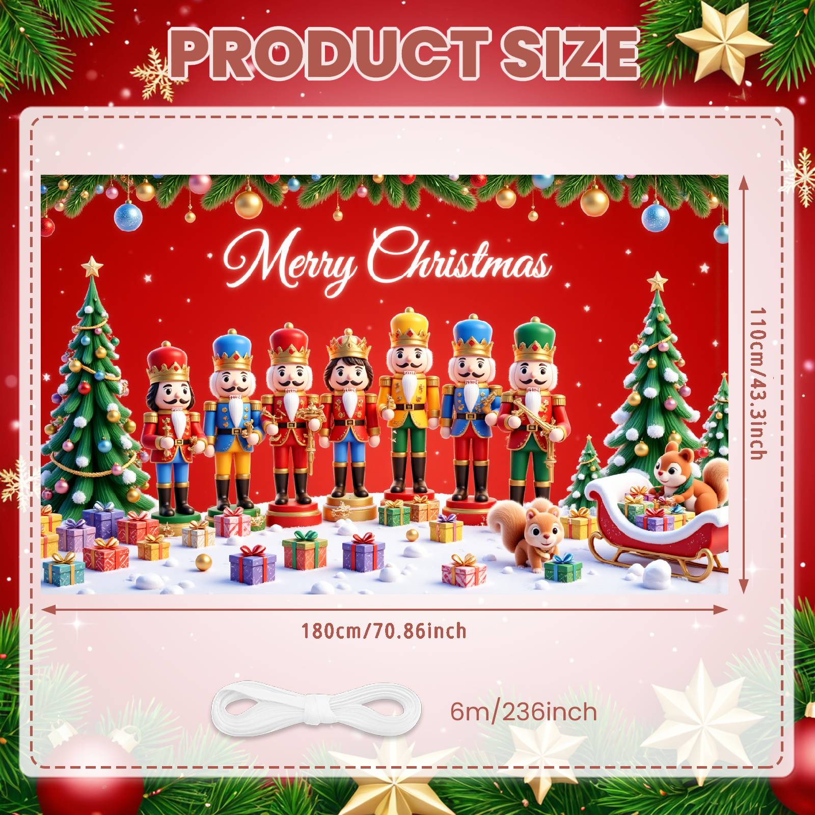 

Christmas Decoration Squirrel Design Holiday Banner Merry Christmas Banner Nutcracker Figures Christmas Party Banner For Party
