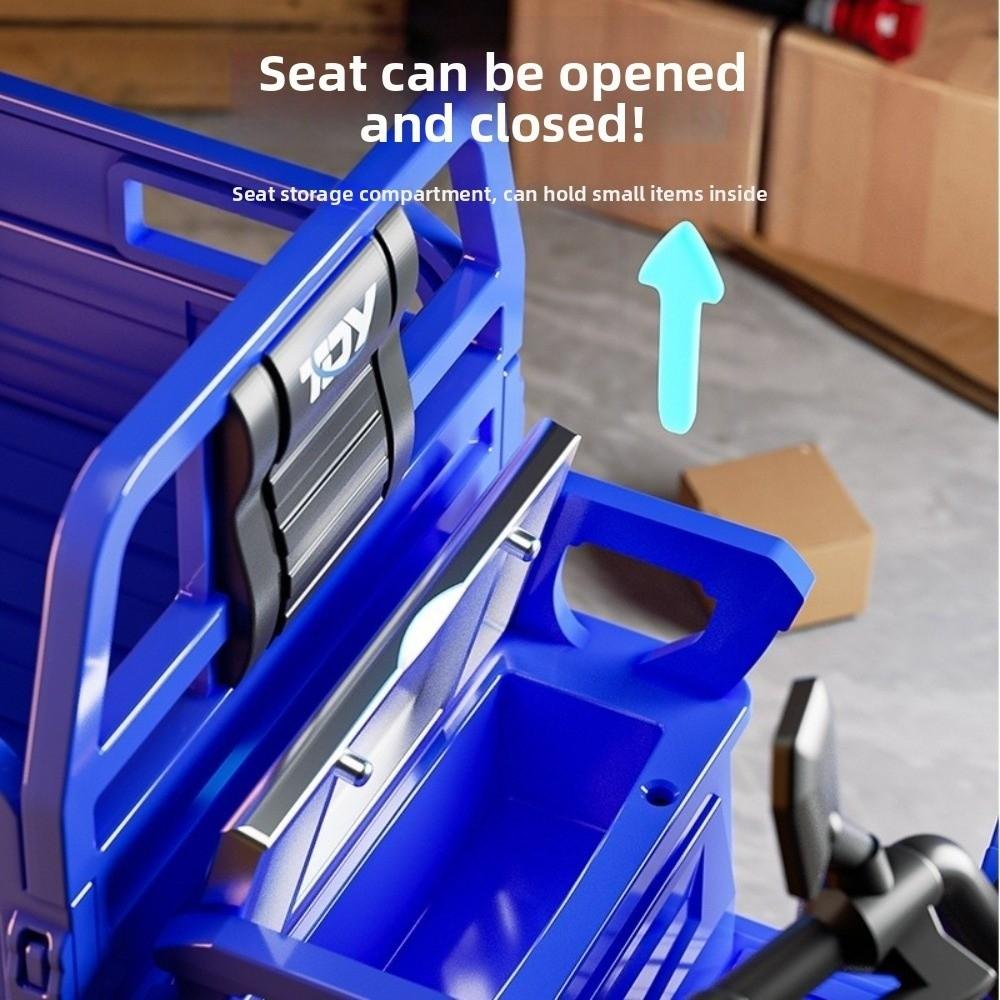 Plastic Simulation Tricycle Toy Inertia Driving Steerable Front Pull Back Truck Openable Seat Diecast Courier Truck Kids Toys