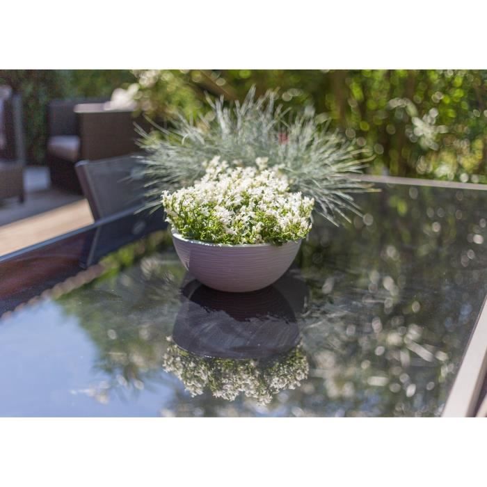 Pot vasque Ø 25 cm - EDA - Graphit Up - 3,3 L - Intérieur/ Extérieur - Décor Graphique - Ø 24,5 x H. 10,5 cm - Gris Anthracite