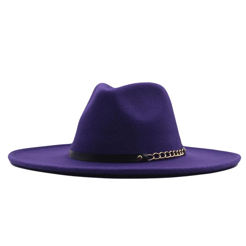Autumn and winter top hat British classic jazz hat woolen hat big brim cm flat edge top hat