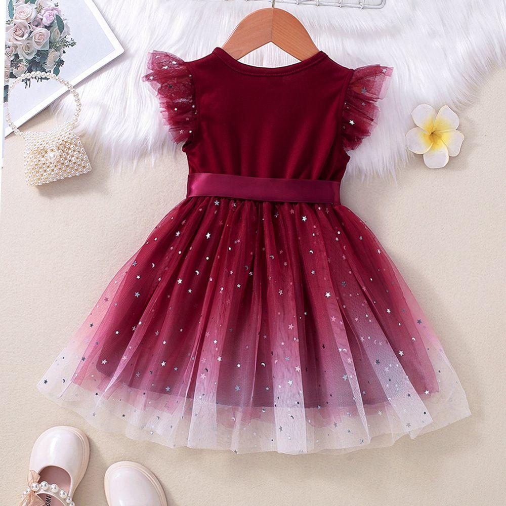 Girls' Fashionable Star-Print Dress: Sweet Summer Tulle Princess Dress for Kids