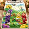 Flannel BlanketTeletubbies Custom Name Text Personalized Soft Warm Throw Blanket Home Decor Gift