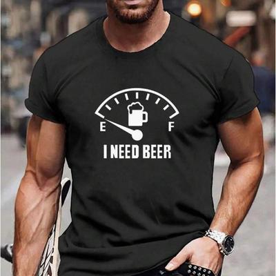 New Summer Men's Fashion T-shirt Beer Oil Gauge Printed Men's T-shirt Top