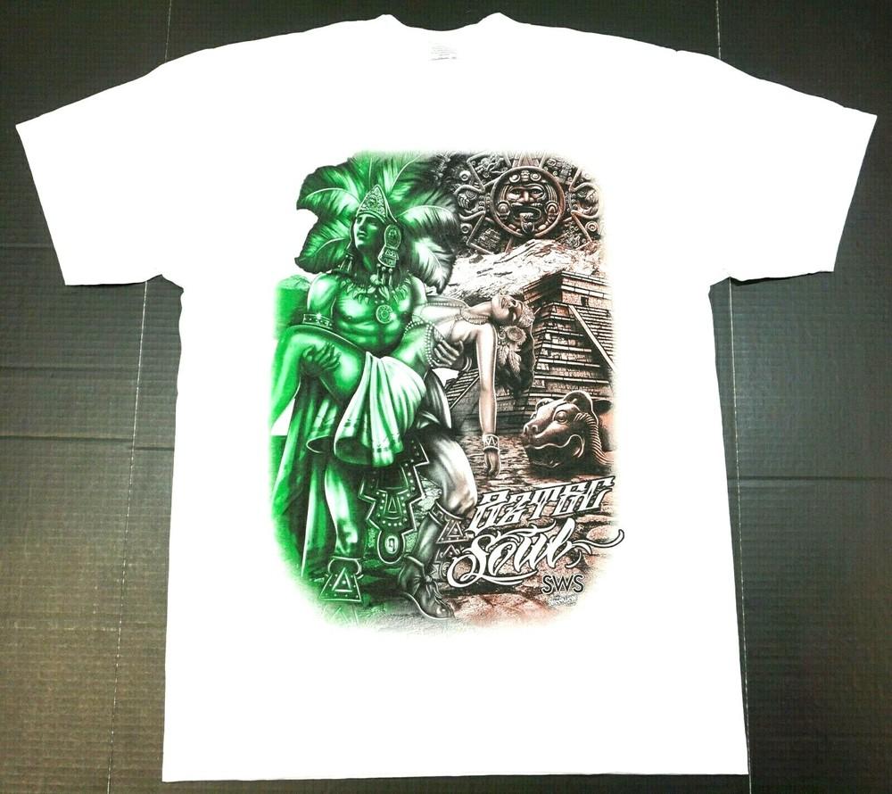 Футболка AZTEC SOUL Мексика Латино Воин Уличная одежда Мужская Белая Новая Унисекс Футболка XL