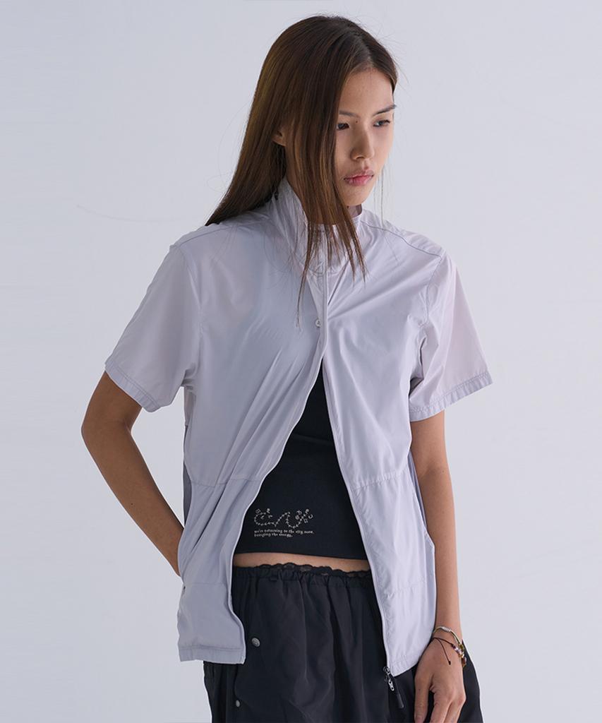 Wellbeing Express Light Nylon Half Sleeve Zipup Grayish Beige