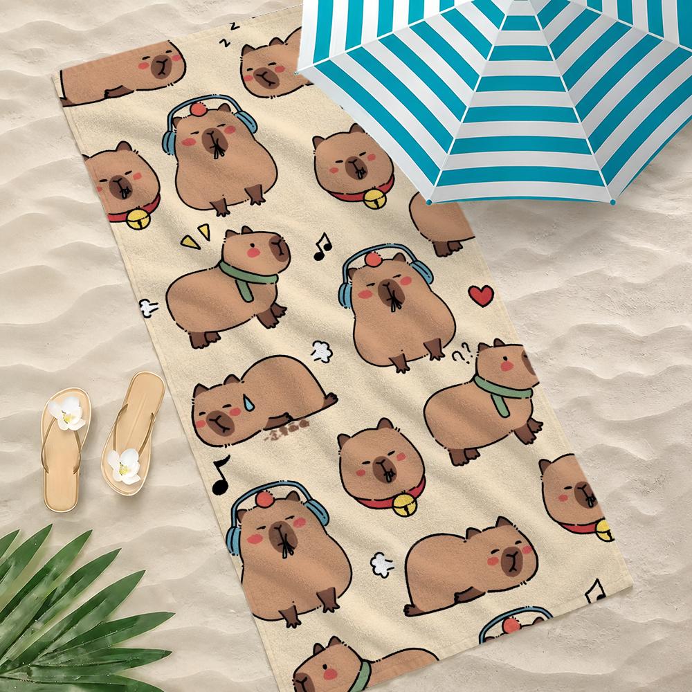 Muster C-Capybara Handtuch Handtuch Strandtuch Übergröße Schnelltrocknend Handtuch Saugfähig Weich Schwimmen Strandhandtücher für Männer Frauen