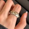 Pravé Sterlingové Stříbro 18K Zlato Zirkon Hvězda Kulatý Otevírací Prsteny pro Ženy Vintage Jemné Lehké Luxusní Doplňky