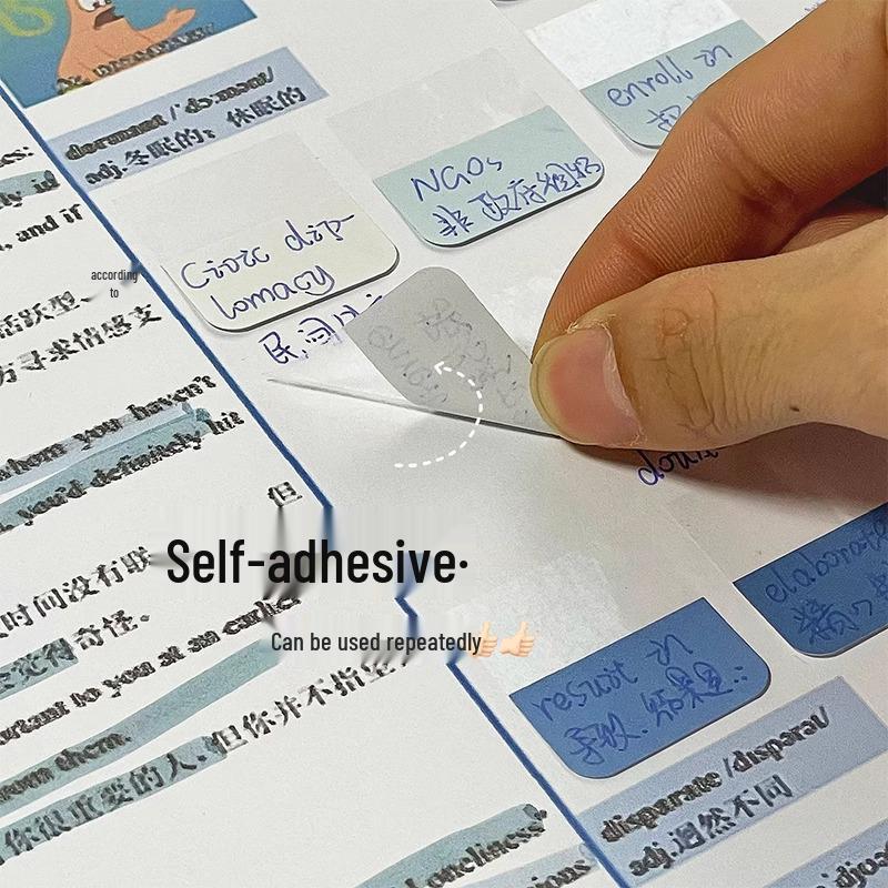 Gradient Index Tabs: Transparent Sticky Notes with Writable Labels and Strong Adhesive