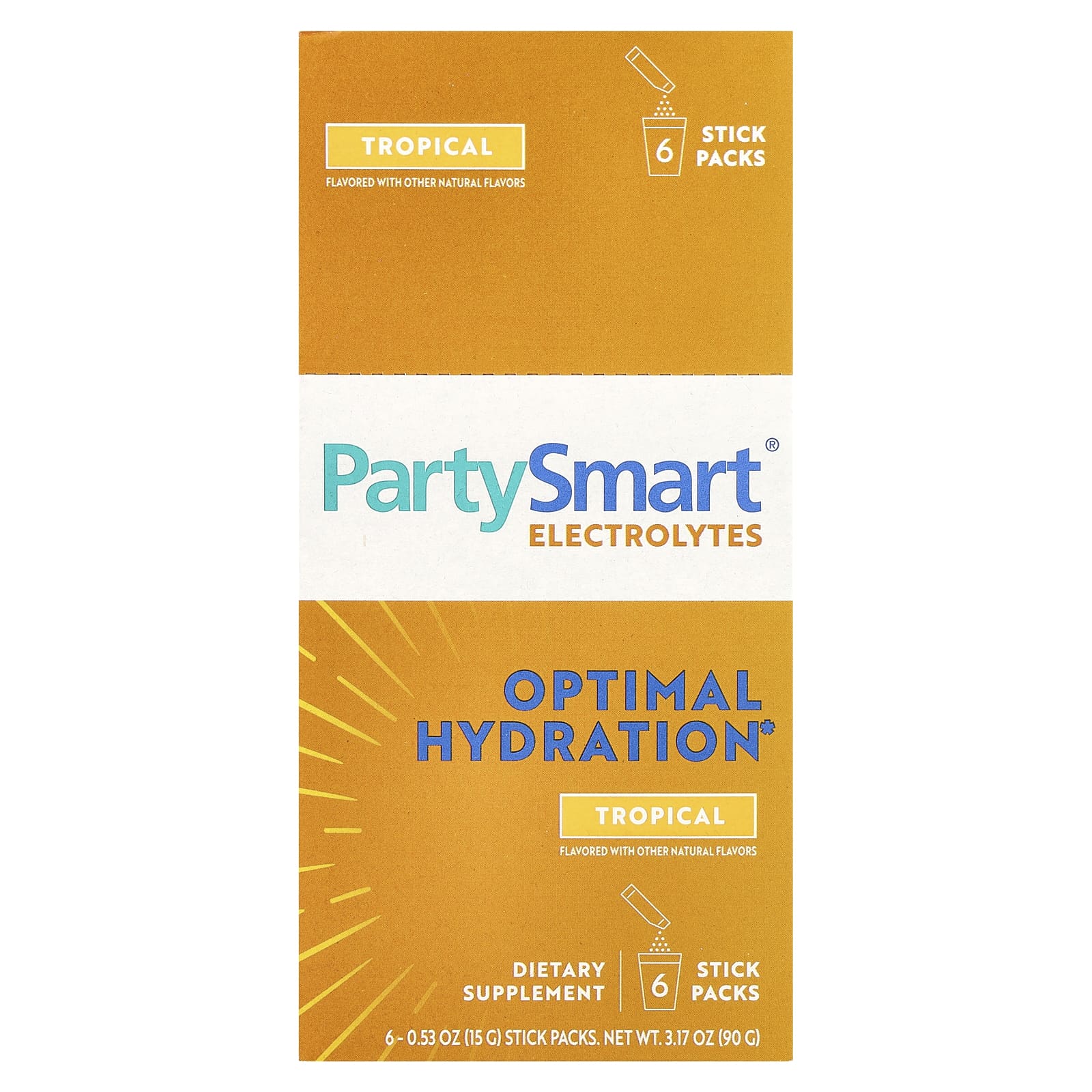 

Himalaya, PartySmart® Electrolytes, Tropical, 6 упаковок у стіках, 0,53 унції (15 г) кожен
