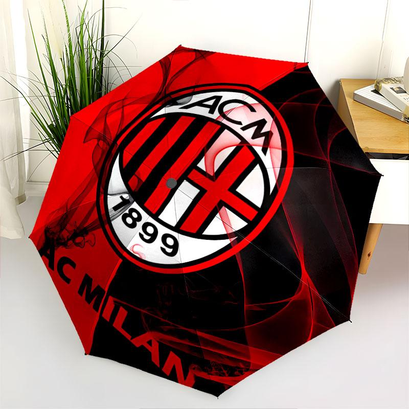 1 PC Automatic Folding Umbrella - AC Milan Pattern, Portable & Foldable Design with 8 Ribs, Christmas Birthday Gifts