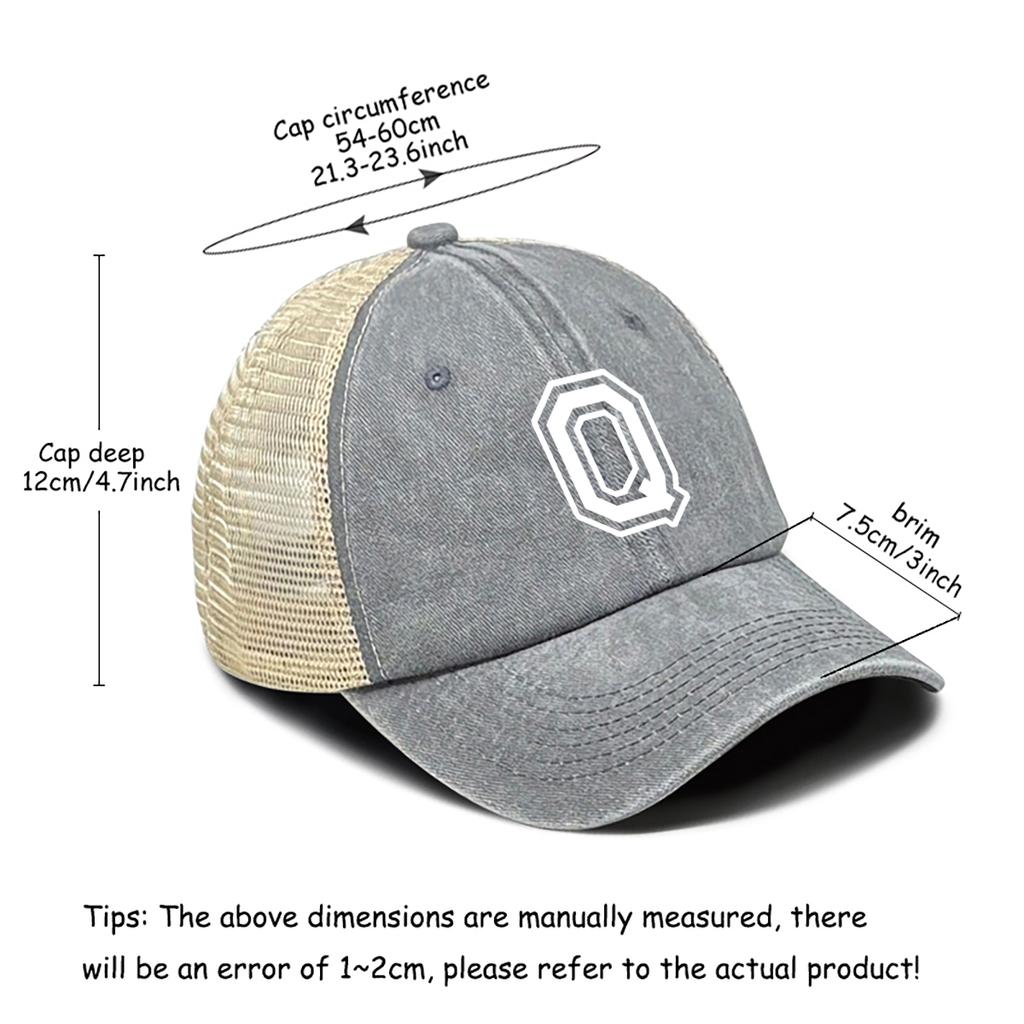 White Hollow Letter A-Z Print Adjustable Mesh Cap Man Caps Leisure Unisex Snapback Baseball Cap Ideal Choice For Outdoor Sports