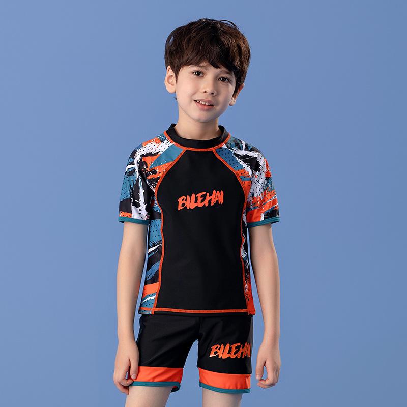 

Boys 2025 New Style Sunscreen Swimwear Set - Quick-Drying Middle & Big Kids Split Swimsuit with Trunks for Swimming & Hot Springs. 3XL (130-140 cm)