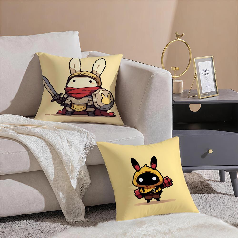 Cute Rabbit Dresses In Different Cushion Cover Throw Pillow Cover Hidden Button Durable Polyester Chair Cushion