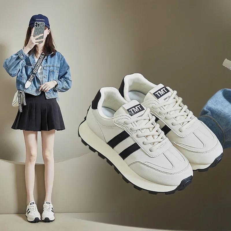Women's Sports Shoes with Mesh Breathable Round Toe Thick Sole and Raised Dad Shoes Comfortable and Multifunctional