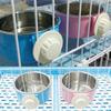 Removable Stainless Steel Pet Feeding Bowl Cage Fixed Hanging Bowl (Small, Purple) - DD01