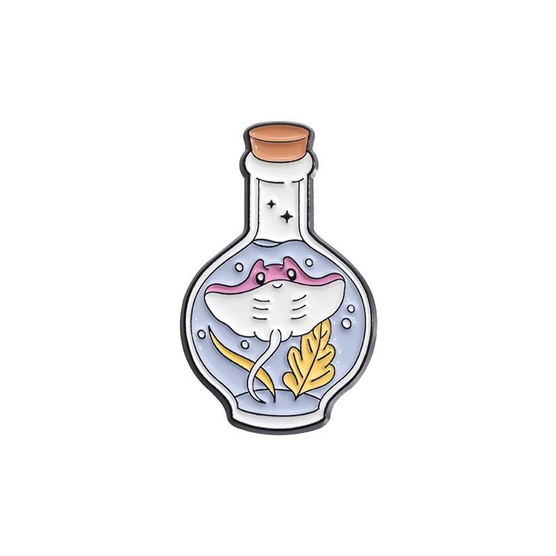 And Stylish Fun Cartoon Animal Brooch Pins With Unique Dreamy Drifting Art Bottle