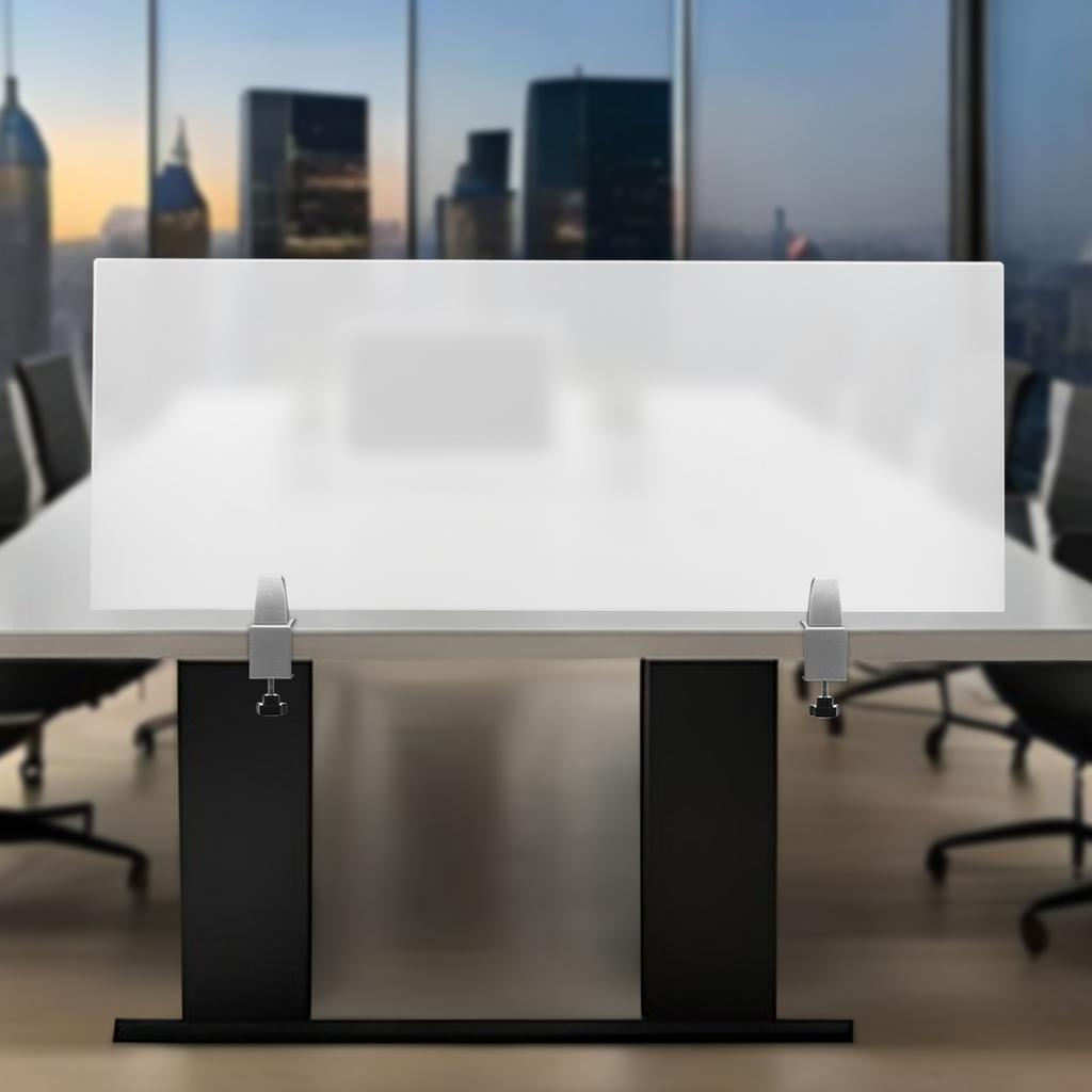 Acrylic Frosted Office Partition - Single Panel, Modern Desk Divider, Clear Privacy Screen for Workspace, Clamp-On Desktop Panel