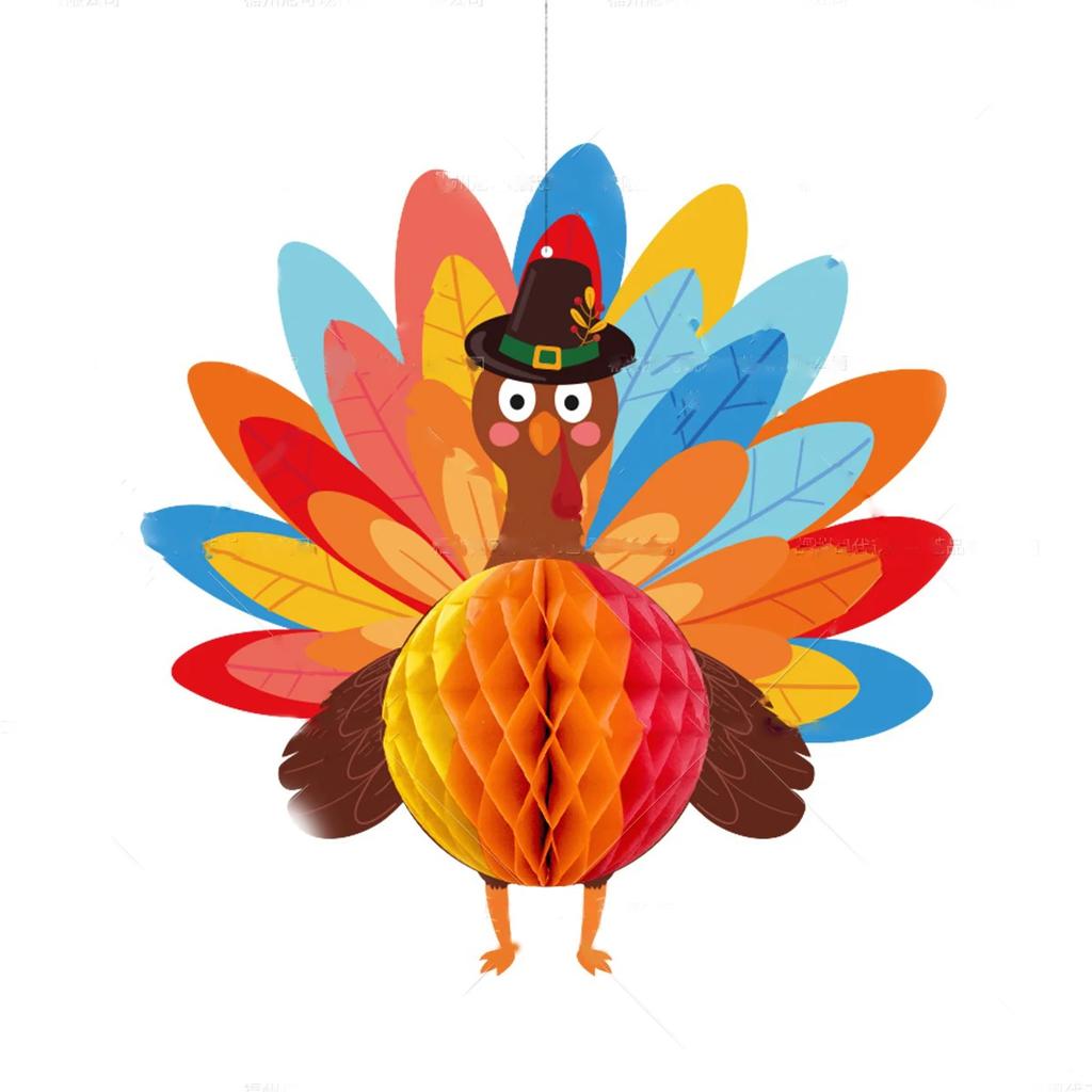 Thanksgiving Turkey Honeycomb Ball Hanging Pendants Fall Harvest Festival Table Ornaments Happy Thanksgiving Day 2025 Decoration