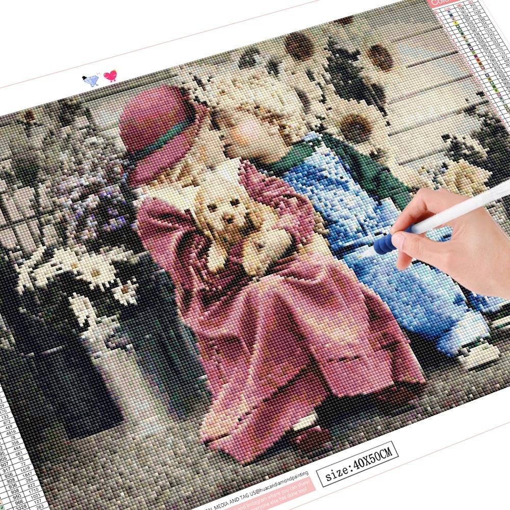 

HUACAN Diy Алмазная картина Полная площадь Алмазная вышивка Распродажа Круглые наборы со стразами «Любовь» Детский дом Full Square 20*30 cm