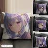 Keqing Genshin Impact Cute Cushion Cover Natural Linen Organic Fabric DoubleSided Printing Sofa Home Decor Gift Pillow Case