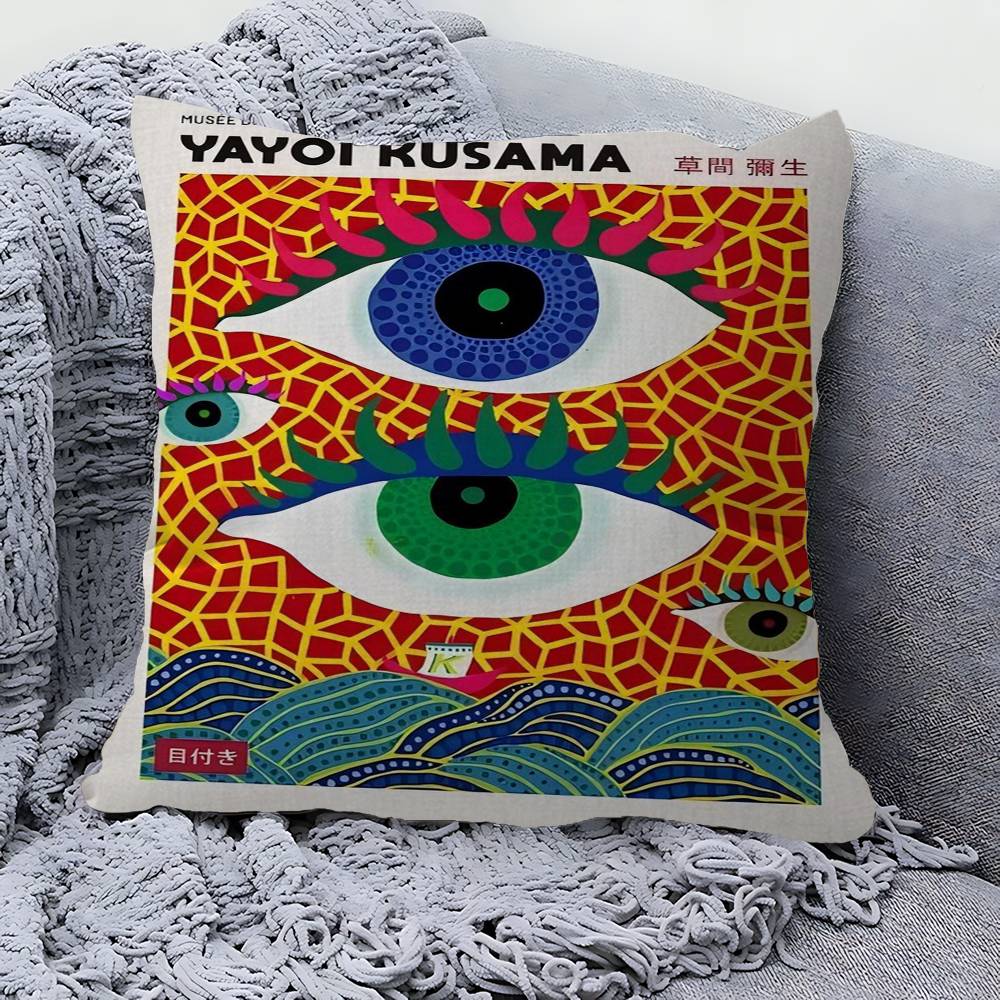 Yayoi Kusama Art Anime Cushion Cover Car Throw Pillow Case For Sofa Car Christmas Gift 40x40cm 45x45cm