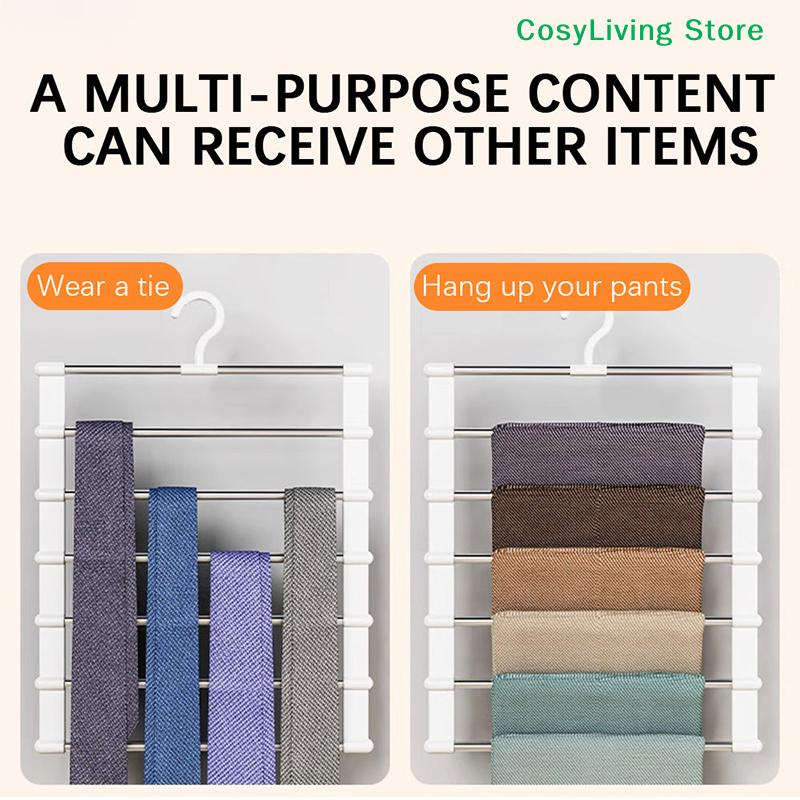 Stainless Steel Foldable Trouser Rack Magic Pants Hanger Space Saving Ladder Hangers Closet Organizer For Wardrobe