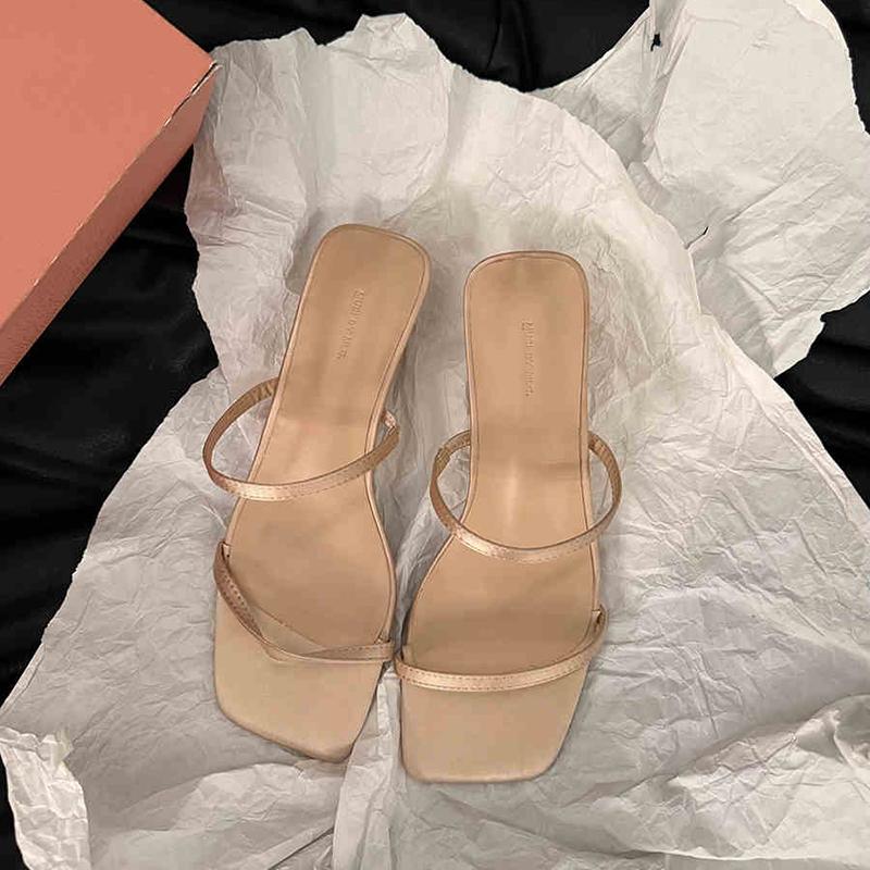 Fashion Designer Summer Narrow Band Heel Women Slippers Shoes Fashion Open Toe Shoes Design Style Banquet Party Sandals Shoes