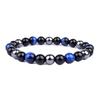 Tiger Eye & Volcanic Rock Beaded Magnet Bracelet with Obsidian Gallstone