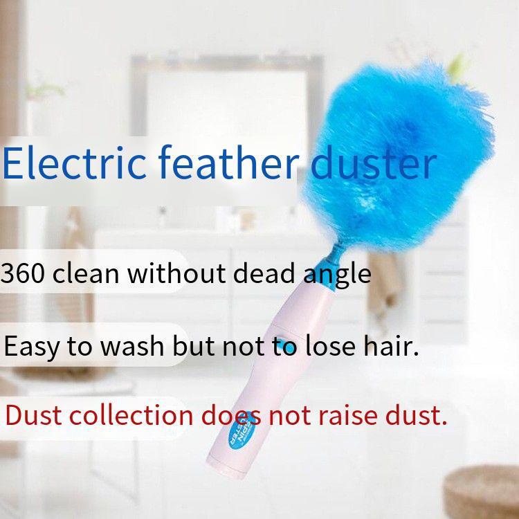 Electric Spin Duster with Bendable Feather Brush, 180-Degree Rotation for Cross-Border Cleaning