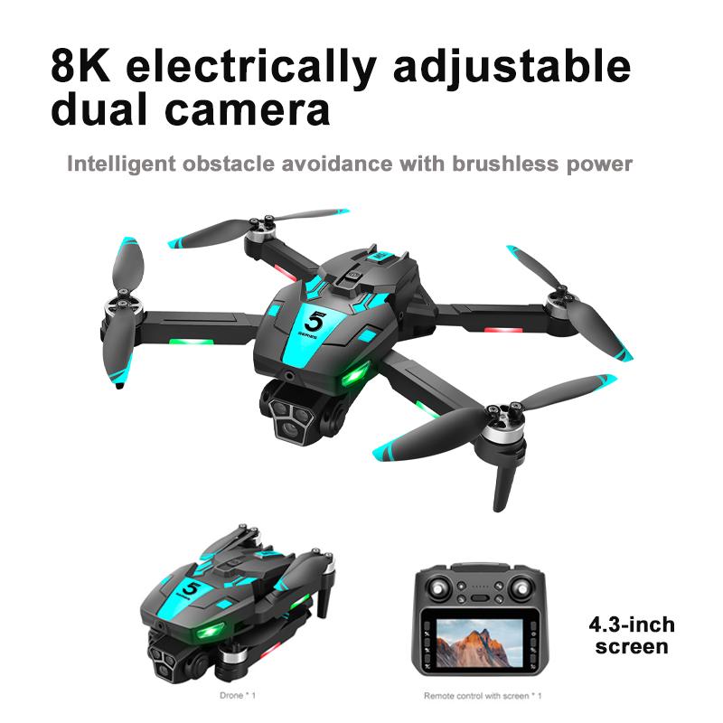 2025 New M5S Drone With Screen Controlled 8K Dual Camera Aerial Photography Obstacle Avoidance Brushless RC Quadcopter Boys Toys