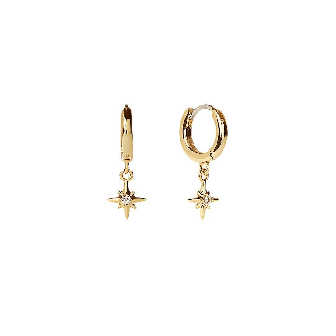 Luxurious European & American Rhinestone Hexagram Earrings in Gold with Micro-set Zirconia