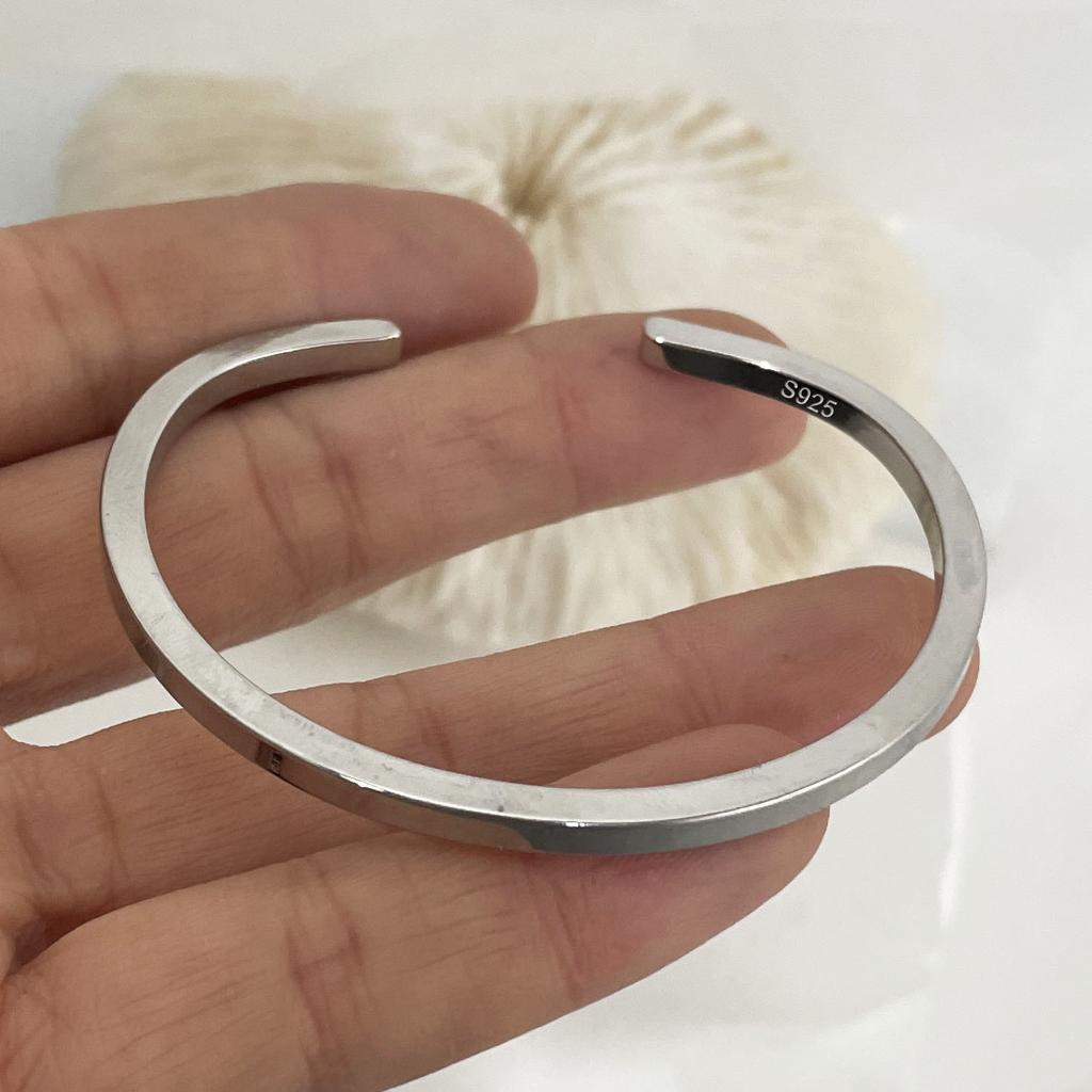 100% Massives 925 Sterling Silber Metallarmband für Damen Herren Vintage Handgefertigt Schlicht Geburtstag Geschenk S-B451